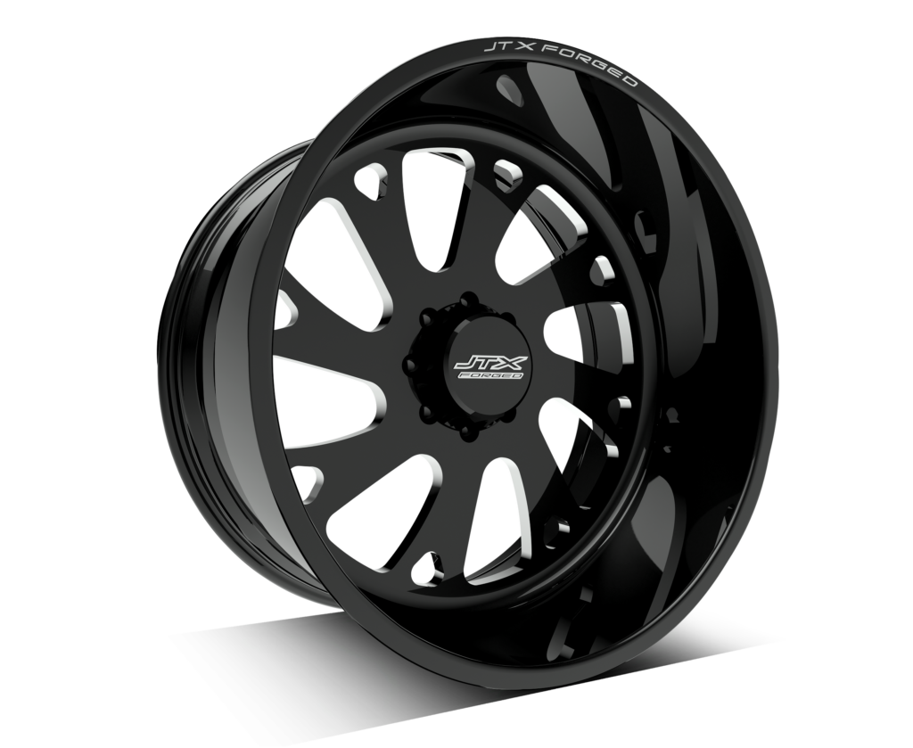 Black alloy wheel with polished finish.