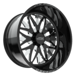 Black and silver custom car wheel rim.