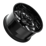Black alloy wheel with intricate spoke design.