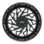 Black and silver custom car wheel design.
