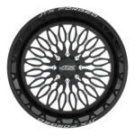 Black forged wheel with intricate spoke design.