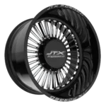 Black JTX Forged wheel with intricate design.
